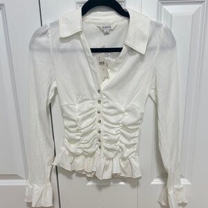 Maeve White Ruched Women's Top anthropolgie new with tags